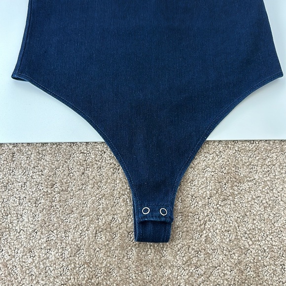 Good American Jean Tank Bodysuit (thong) in dark blue Indigo size 1/Small - Picture 3 of 9